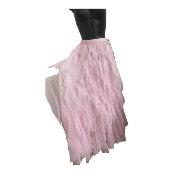 Beautiful pink ruffled chiffon princess tutu‎ banded waist maxi skirt size large - Picture 14 of 14